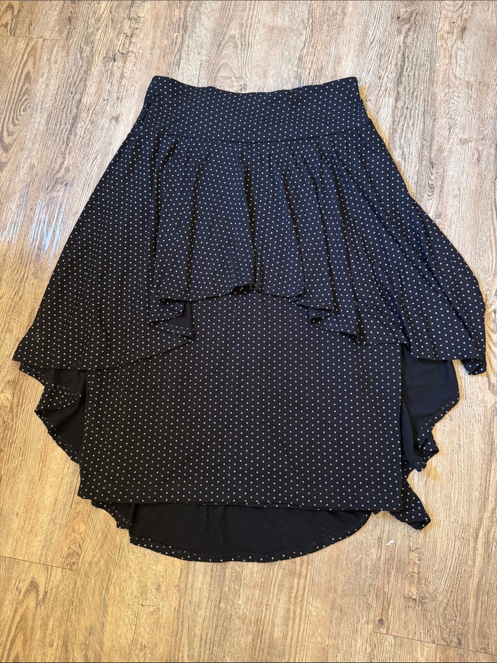 The Pyramid Collection Black Polka Dot High-Low Ruffle Skirt